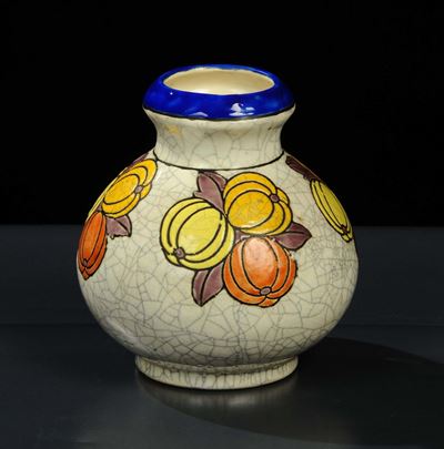 Charles Catteau (1880-1966) - Boch Freres Keramis - Belgiopiccolo Vaso in Terracotta Maiolicata C...