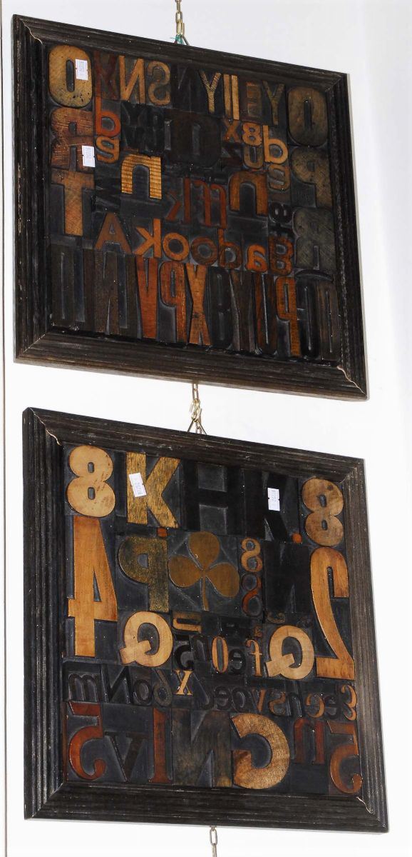 Due quadretti con caratteri tipografici  - Auction Antiquariato e Dipinti Antichi - Cambi Casa d'Aste