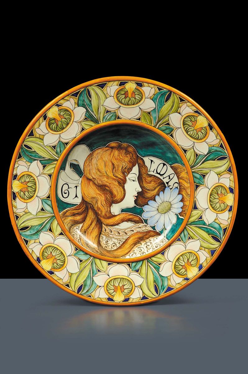 Societˆ Ceramica Colonnata - Sesto Fiorentinocoppia di Piatti da Parata in Terracotta Maiolicata