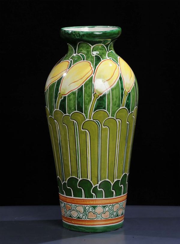 Fabbriche Riunite Ceramiche - FaenzaGrande vaso in terracotta maiolicata