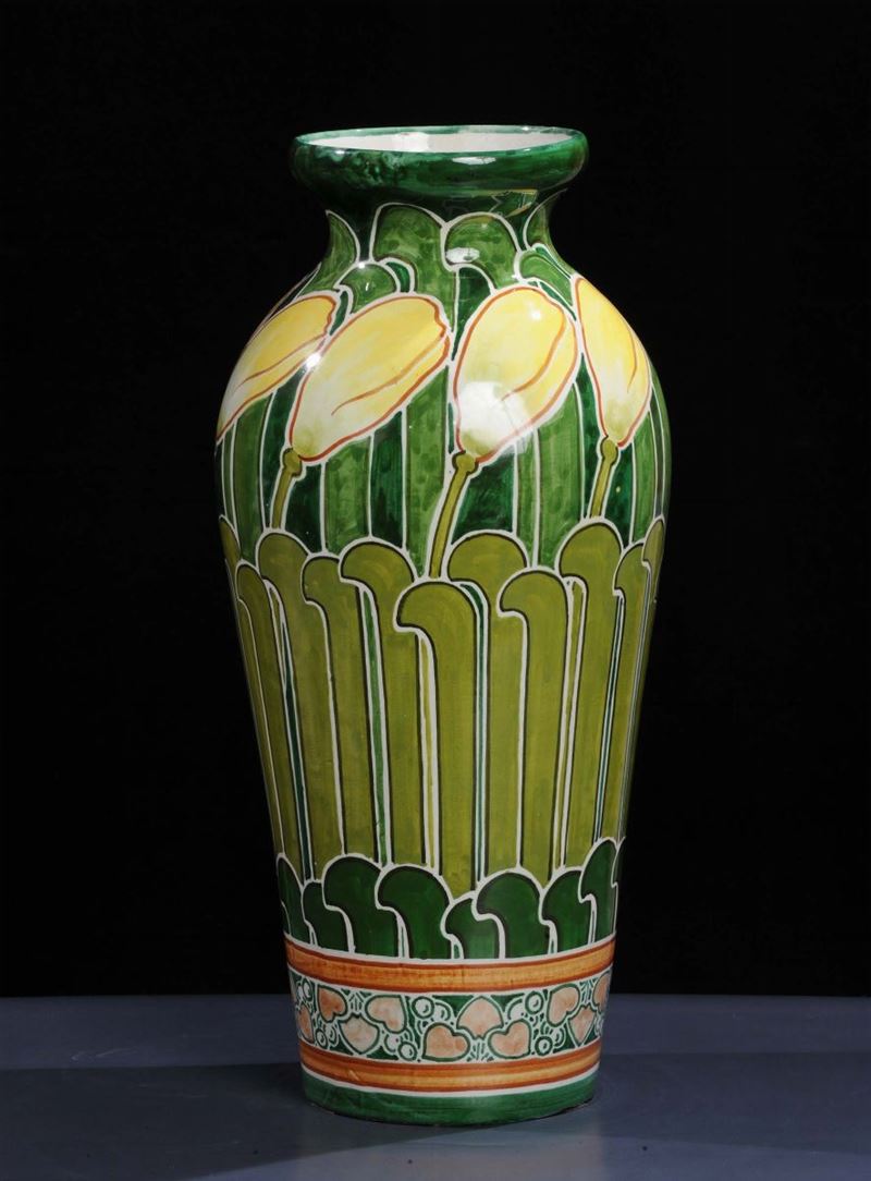 Fabbriche Riunite Ceramiche - FaenzaGrande vaso in terracotta maiolicata  - Asta Arti Decorative del XX secolo e Design - Cambi Casa d'Aste