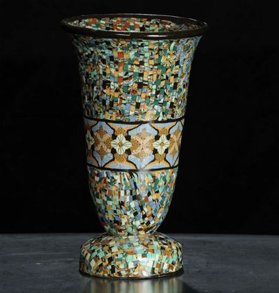 Vaso in Ceramica Decorata in Policromiaaltezza CM 30