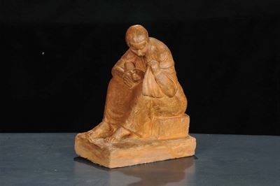 Scultura in Terracotta Firmata Schindler Raffigurante Madonna