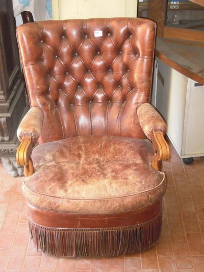 Poltrona in Legno e Pelle, XX Secolo