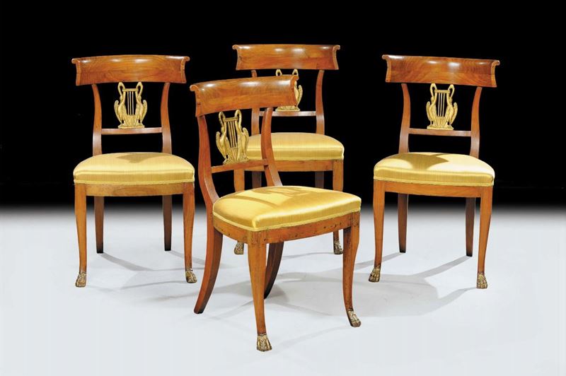 Quattro sedie Direttorio in noce, XIX secolo  - Auction Antiquariato e Dipinti Antichi - Cambi Casa d'Aste