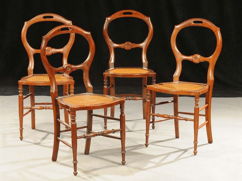 Quattro sedie con seduta in cannetè  - Auction OnLine Auction 04-2012 - Cambi Casa d'Aste