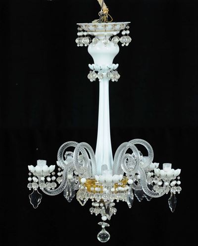 Lampadario in Vetro di Murano a Quattro Luci, XX Secolo