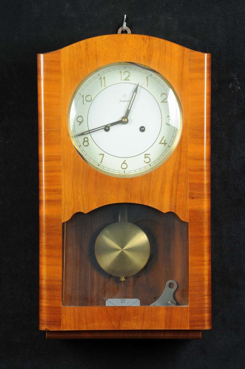 Orologio da muro con cassa in legno, Junghans, Germania  - Auction Antiquariato e Dipinti Antichi - Cambi Casa d'Aste