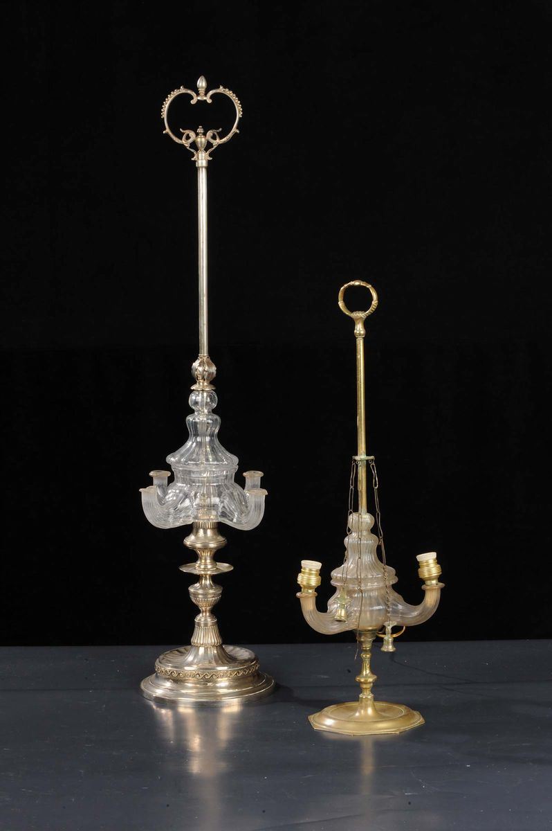 Due lampade fiorentine differenti, fine XVIII secolo, inizi XIX secolo  - Auction Antiquariato e Dipinti Antichi - Cambi Casa d'Aste