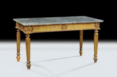 Console Luigi XVI in Legno Intagliato e Dorato, Toscana Fine XVIII Secolo