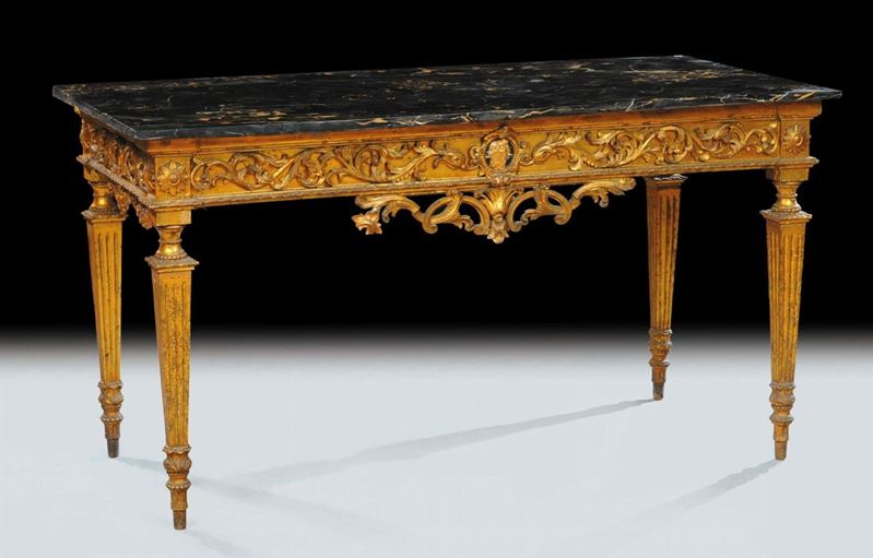 Console Luigi XVI in legno intagliato e dorato, fine XVIII secolo  - Auction Antiquariato e Dipinti Antichi - Cambi Casa d'Aste