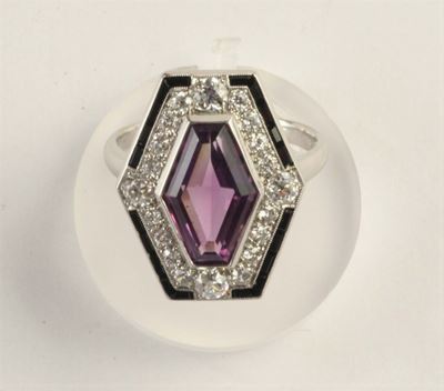 Anello con Ametista e Diamanti