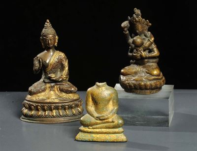 Tre Sculture Indonesiane in Bronzo