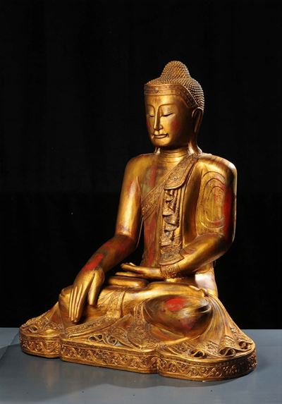 Statua Tibetana Raffigurante Divinitˆ Seduta, XX Secolo