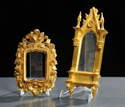 Cornicetta in Legno Intagliato e Dorato con Fiori e Foglie e Cornice Ad Altarino Intagliata e Dor...