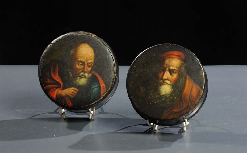 Due tabacchiere in papier mach, XVIII-XIX secolo  - Asta Antiquariato e Dipinti Antichi - Cambi Casa d'Aste