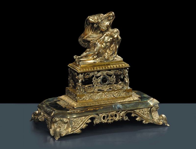 Reliquiario in argento e metallo dorato con Pietˆ, Roma  - Asta Antiquariato e Dipinti Antichi - Cambi Casa d'Aste
