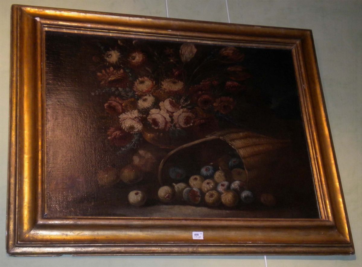 Scuola Napoletana della Fine del XVIII Secolonature Morte con Fiori e Frutta