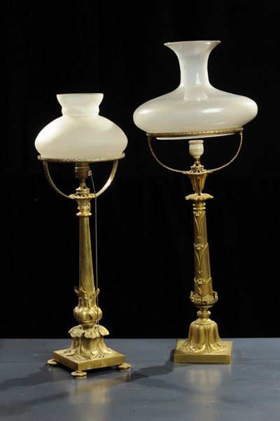 Coppia di Lampade Liberty in Ottone