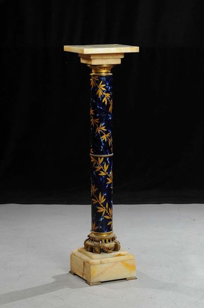 Colonna Reggivaso in Porcellana Blu e Oro, Francia Metˆ XIX Secolo