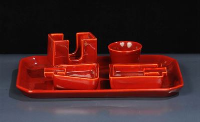 Gio Ponti - Richard Ginori - Docciaset da Fumo in Terracotta Smaltata in Amaranto