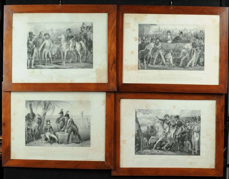 Lotto di quattro stampe con scene napoleoniche  - Asta Antiquariato e Dipinti Antichi - Cambi Casa d'Aste