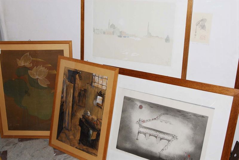 Lotto di serigrafie e dipinti di autori diversi  - Asta Antiquariato e Dipinti Antichi - Cambi Casa d'Aste