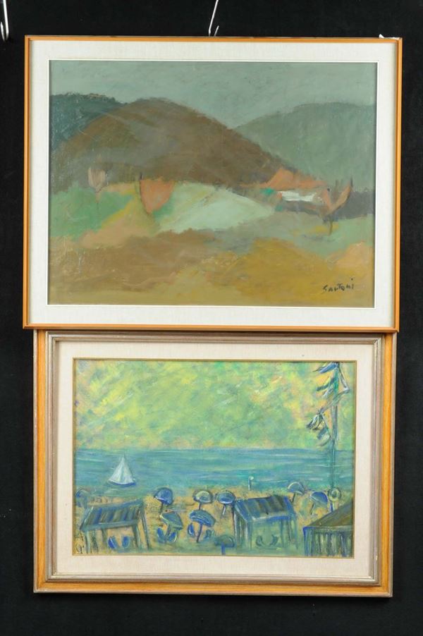 Lotto di quattro dipinti diversi, XX secolo