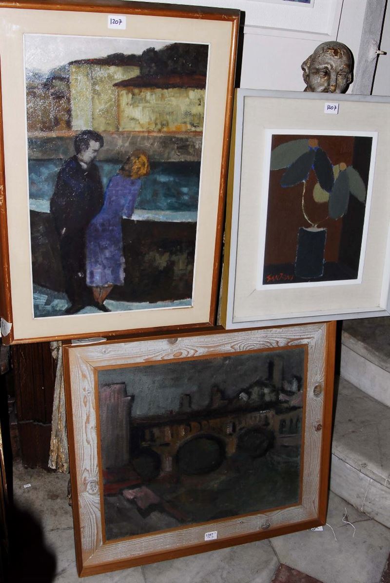 Lotto di tre dipinti moderni  - Asta Antiquariato e Dipinti Antichi - Cambi Casa d'Aste