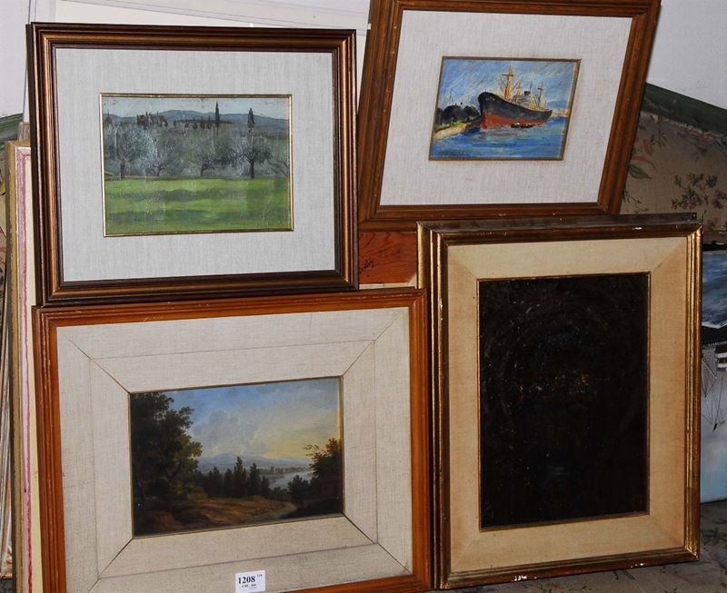 Lotto di quattro piccoli dipinti diversi  - Auction Antiquariato e Dipinti Antichi - Cambi Casa d'Aste