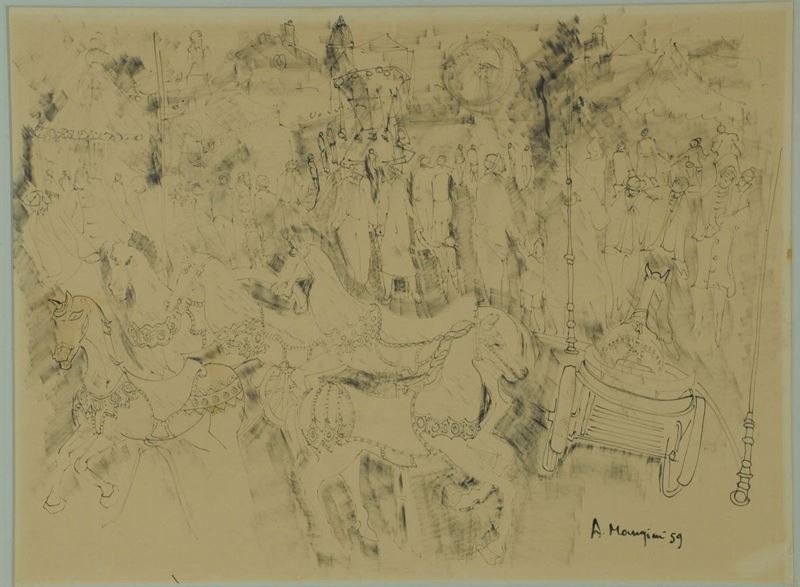 Attilio Mangini (1912-2004) Senza titolo, 1959  - Asta Antiquariato e Dipinti Antichi - Cambi Casa d'Aste