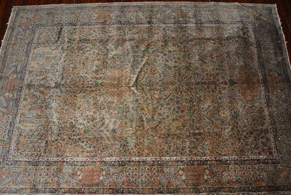 Grande tappeto persiano Kirman Laver, fine XIX inizio XX secolo