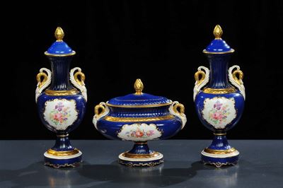 Trittico in Porcellana Blu, XIX Secolo