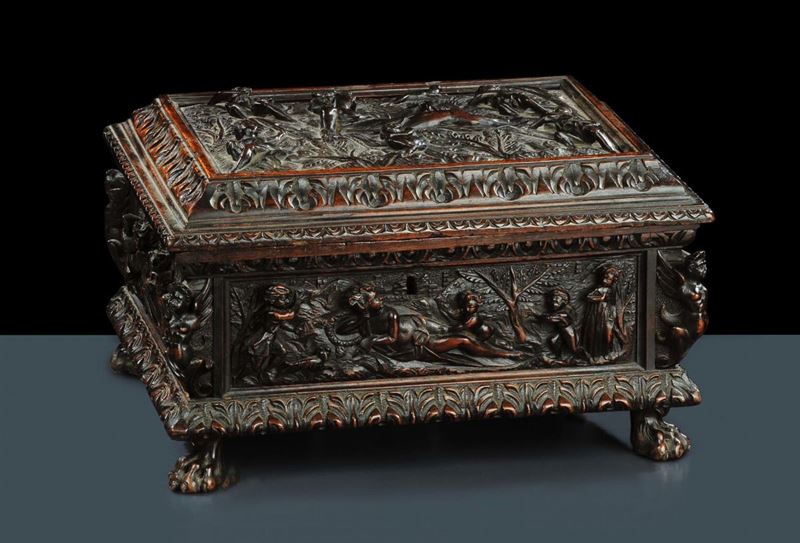 Scatola in legno intagliato, XVIII secolo  - Asta Antiquariato e Dipinti Antichi - Cambi Casa d'Aste