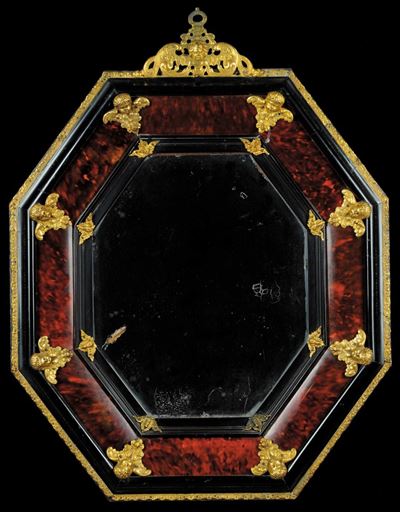 Specchiera Ottagonale in Legno e Tartaruga, XVIII Secolo
