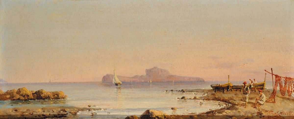 Gabriele Carelli (1820-1900)veduta Costiera con Pescatoriveduta Costiera con Pescatori