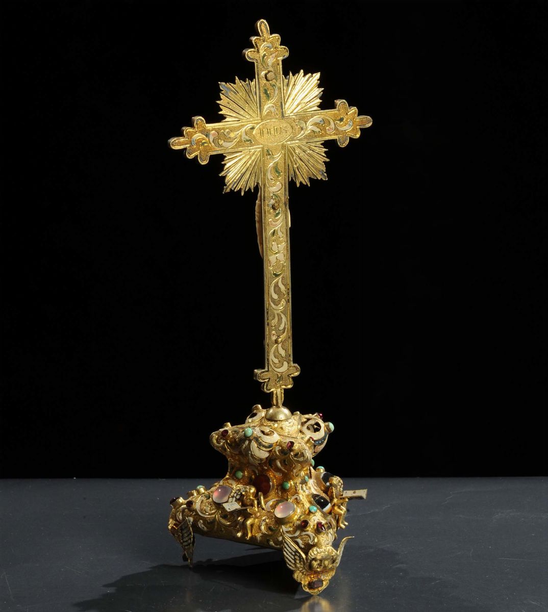 Croce in Argento Dorato con Applicazioni di Pietre Dure, Fine XVIII Secolo