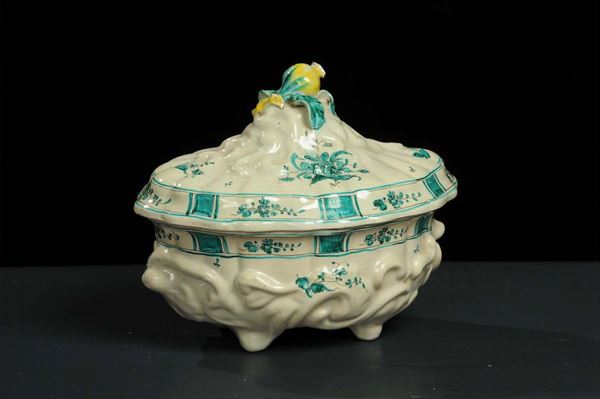 Zuppiera in ceramica dipinta, XIX secolo