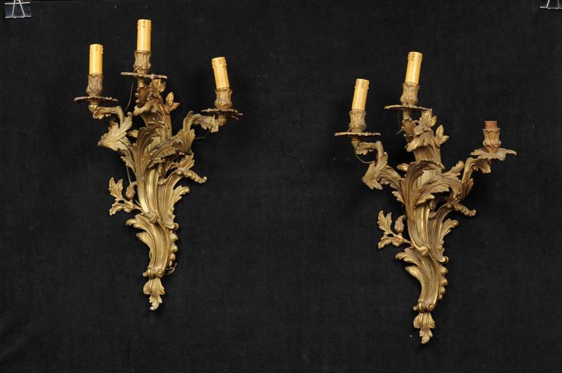 Coppia di appliques in bronzo dorato  - Auction Antiquariato e Dipinti Antichi - Cambi Casa d'Aste