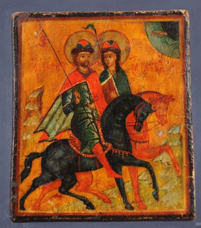Icona Raffigurante Boris e Gleb, XIX Secolo