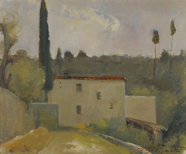 Ugo Pignotti (1899-1958) Paesaggio con case