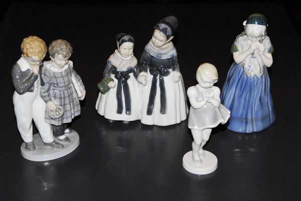 Lotto di quattro porcellane di Copenaghen