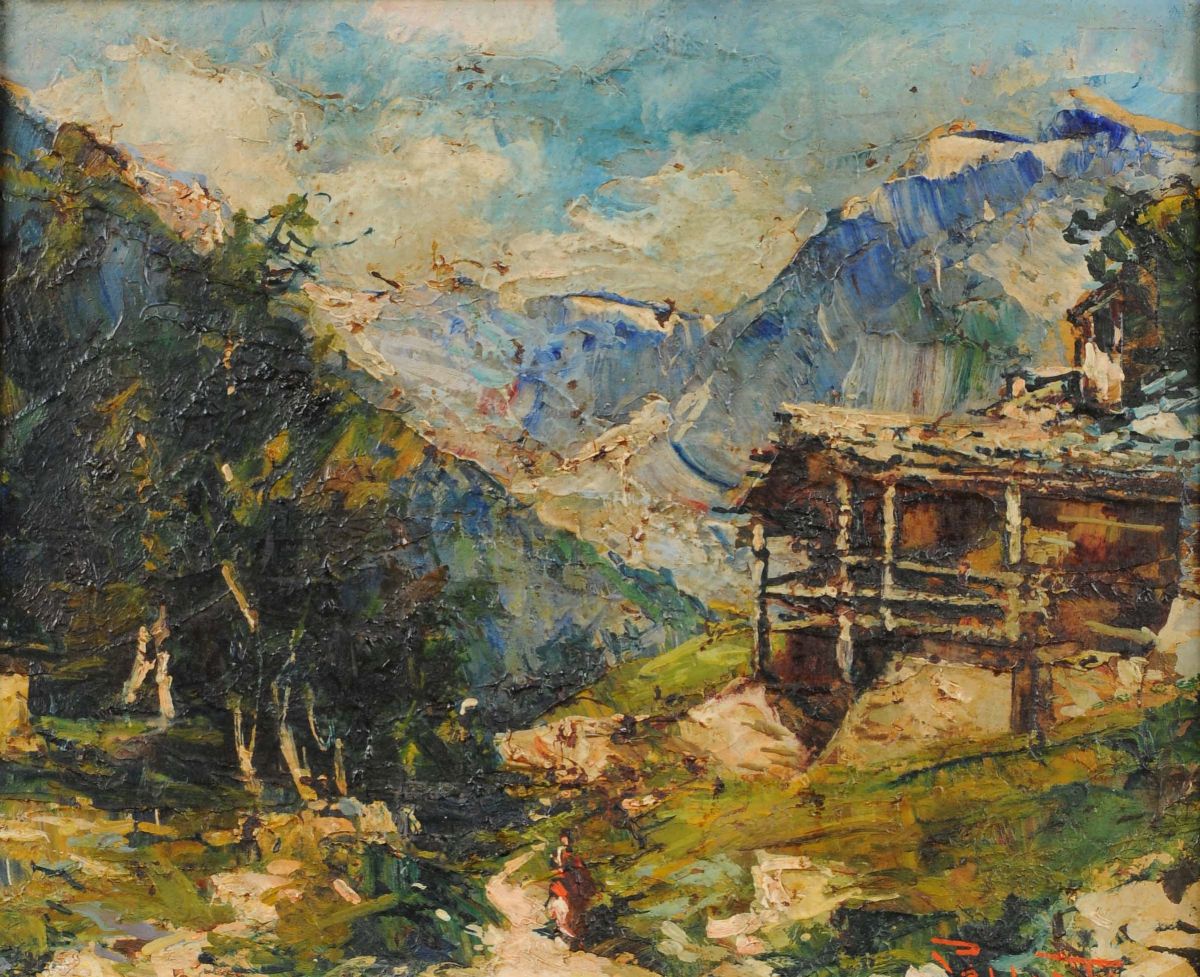 Mario Pobbiati (1887-1956)coppia di Paesaggi Montani