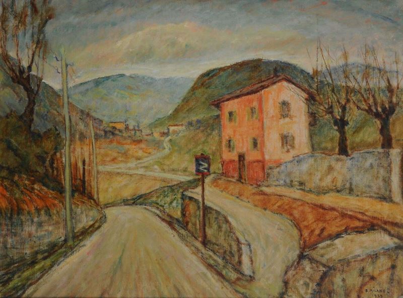 Bruno Milano (1907-2001) Paesaggio a Feltre, 1939  - Auction Antiquariato e Dipinti Antichi - Cambi Casa d'Aste