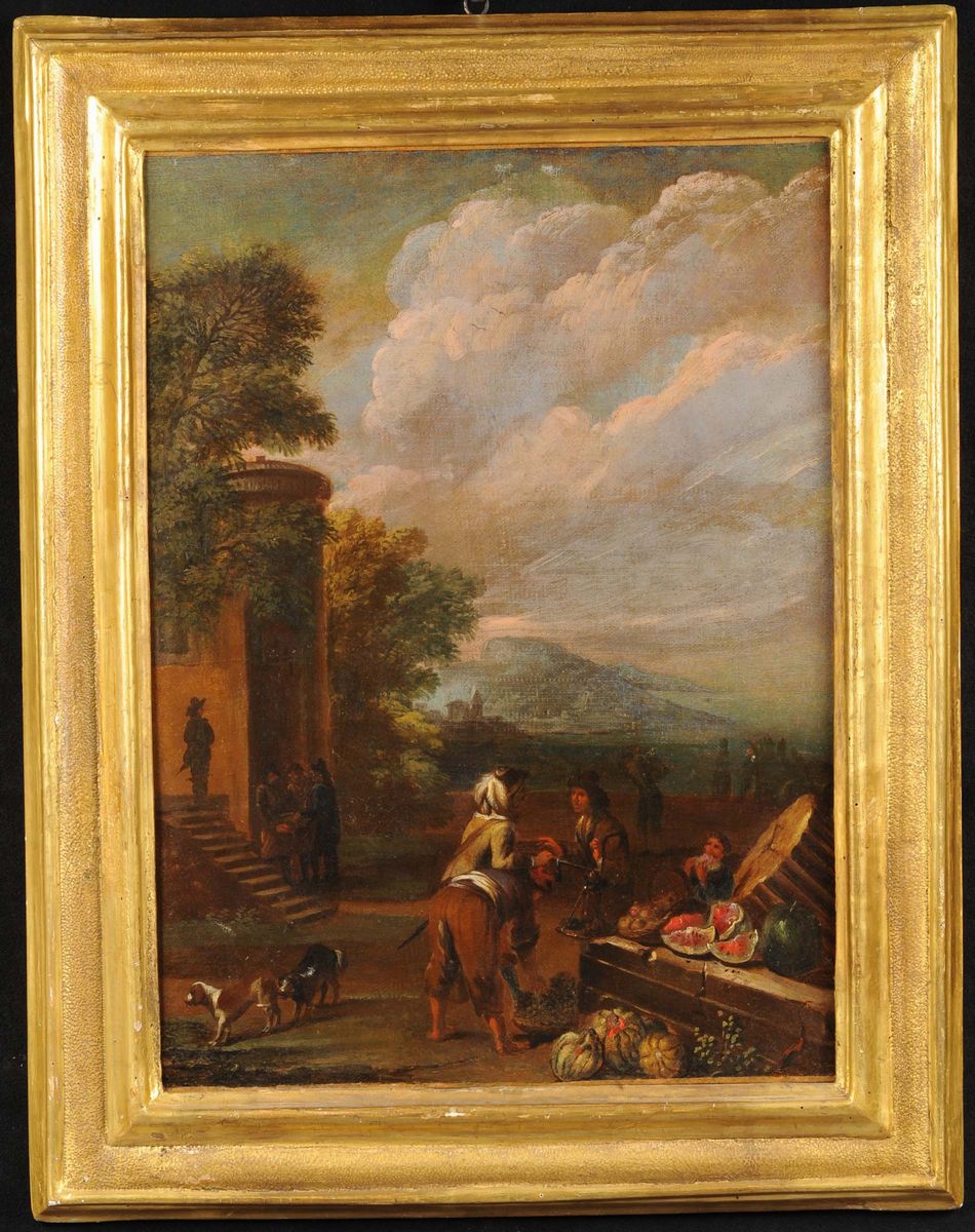Scuola Italiana del XVII Secolofigure con Paesaggio