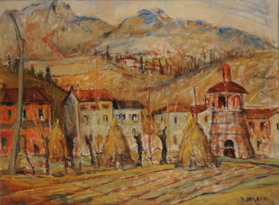 Bruno Milano (1907-2001)paesaggio con Case