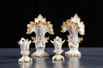 Due Coppie di Vasi Vecchia Parigi, XIX Secolo