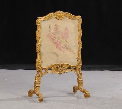 Parafuoco in Legno Intagliato e Dorato, XIX Secolo