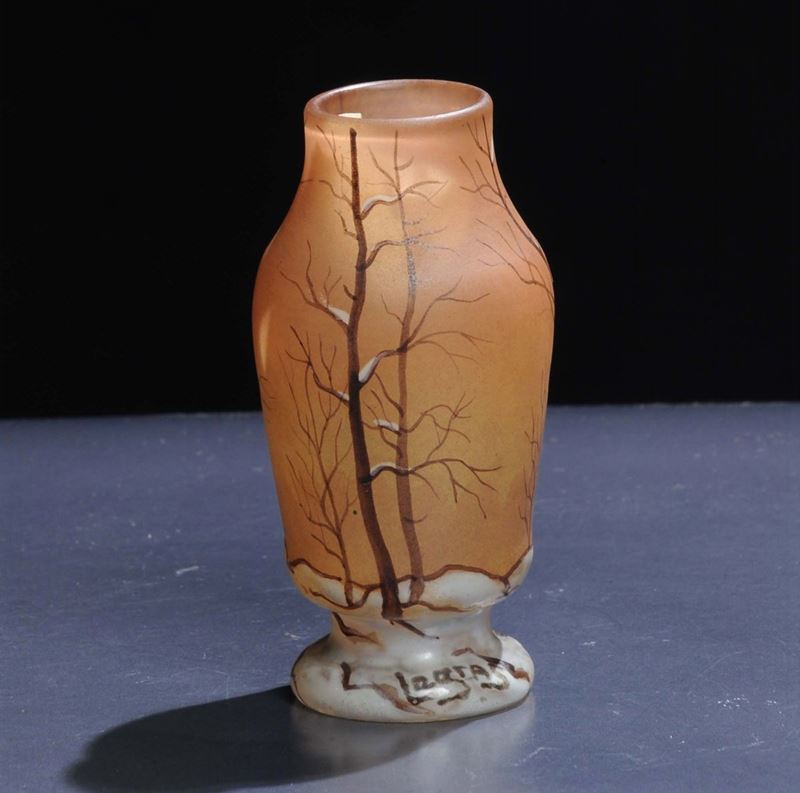 Legras - Saint Denis - FranciaPiccolo vaso in vetro incolore  - Asta Arti Decorative del XX secolo e Design - Cambi Casa d'Aste