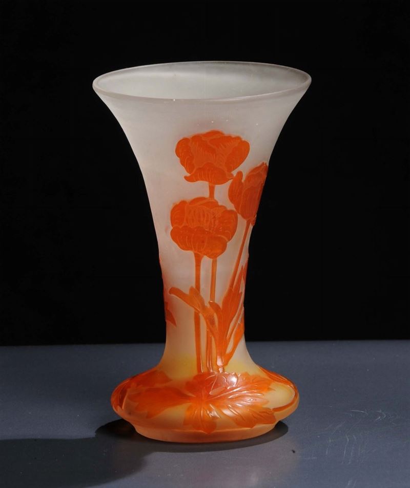 Emile GallŽ (1846-1904) - NancyPiccolo vaso in vetro incolore  - Asta Arti Decorative del XX secolo e Design - Cambi Casa d'Aste